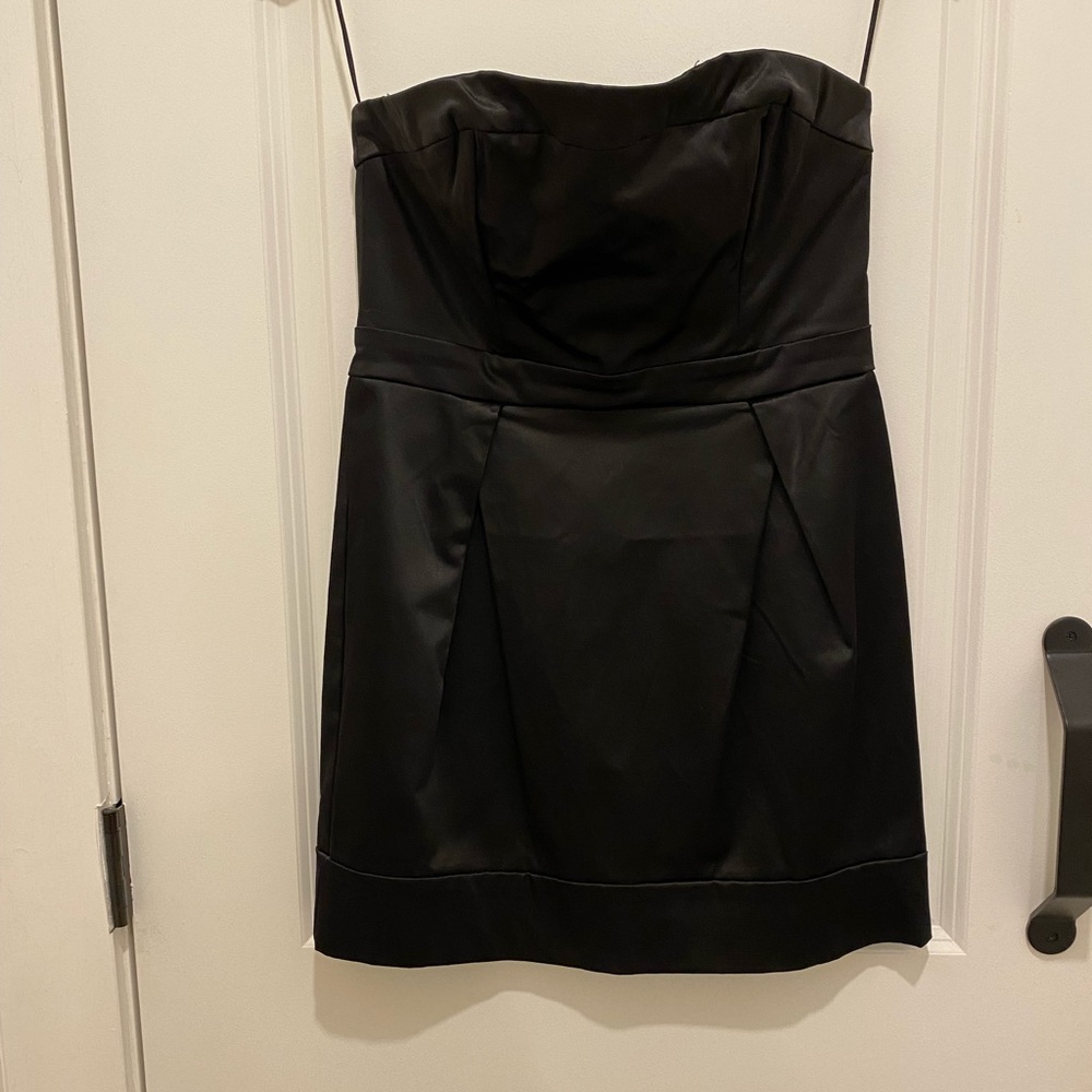 Strapless black mini dress